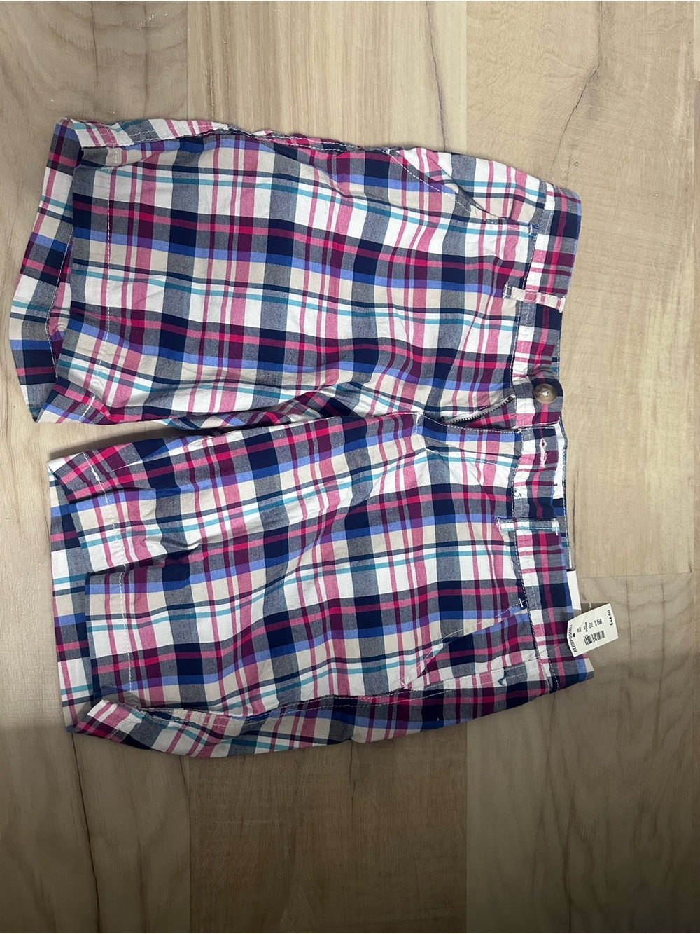 Aeropostale Navy Pink & White Plaid Shorts
